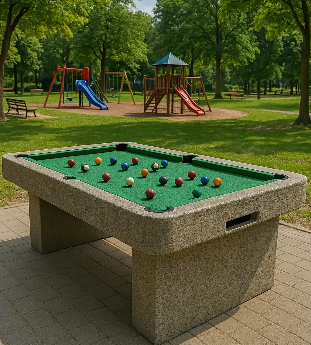 Zagraj z nami 6 Betonowy stół bilardowy Everfun w przestrzeni publicznej