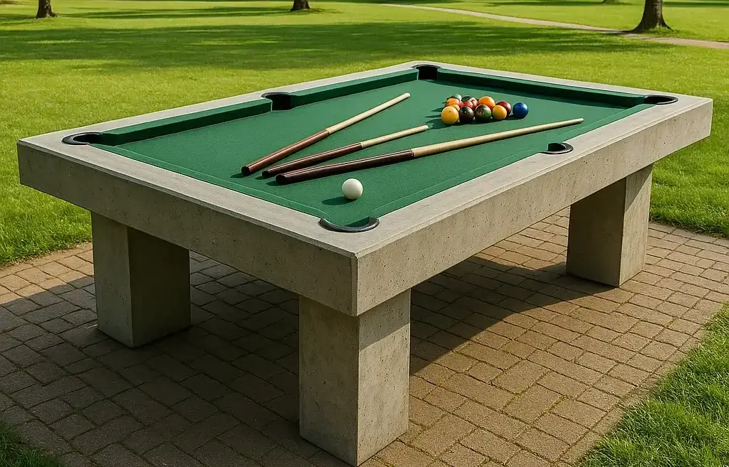 Zagraj z nami 1 alt="Stół bilardowy ogrodowy zewnętrzny betonowydo parku i szkoły"