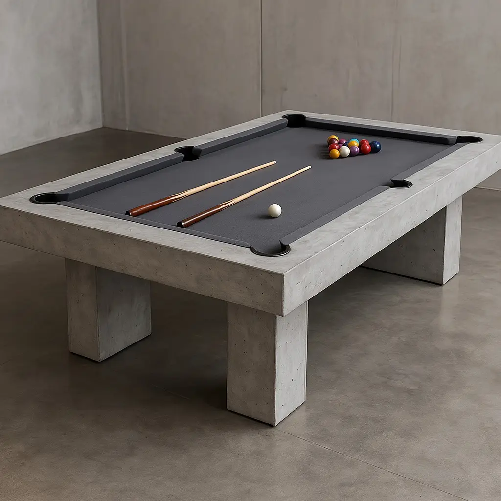 Zagraj z nami 3 Betonowy stół bilardowy Everfun w pracowni – trwała konstrukcja gotowa do montażu